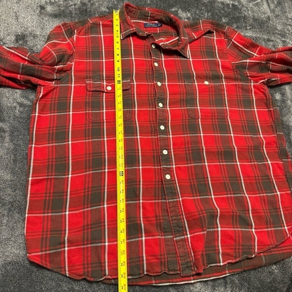 Polo Ralph Lauren Men’s Red Black Plaid Long Sleeve Button Down Shirt - Picture 11 of 11